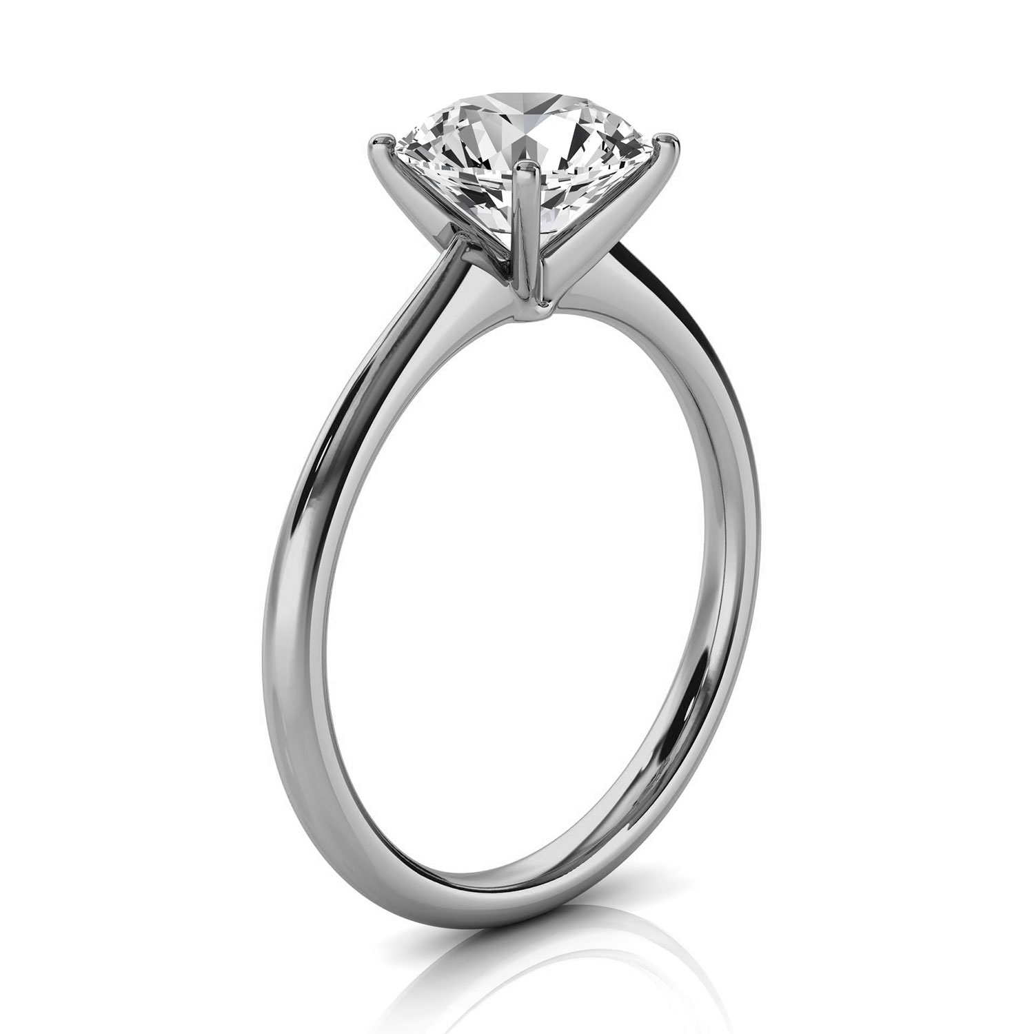 14K White Gold Reli 2 MM Solitaire Ring
